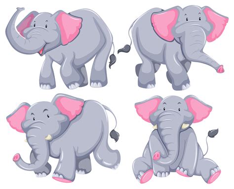 Big And Small Cartoon Elephants Vector Clip Art Illus Vrogue Co