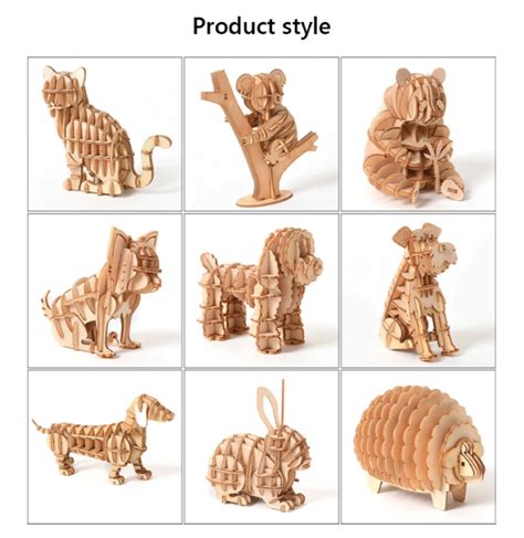 3d Wooden Puzzle Jigsaw Puzzle Laser Cutting Diy Animal Cat Etsy