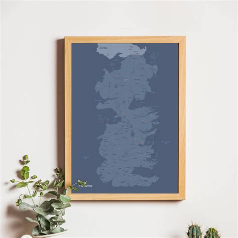 Game Of Thrones Map Print Westeros Map Poster Etsy
