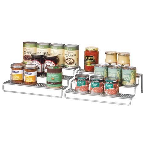 You'll be able to easily mount the organizer to the cabinet floor and door. mDesign Adjustable Expandable Kitchen Cabinet Pantry Shelf Organizer/Spice Rack 3 Level Storage ...