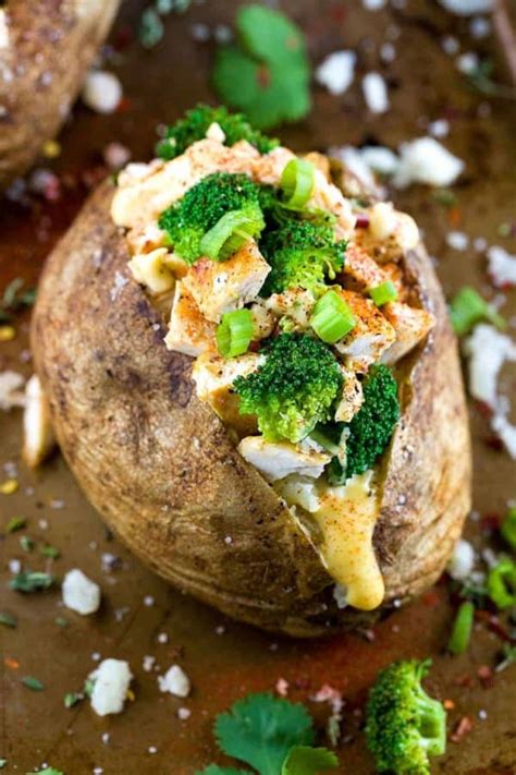 Add broccoli, sauce and water. Stuffed Baked Potato with Chicken - Jessica Gavin