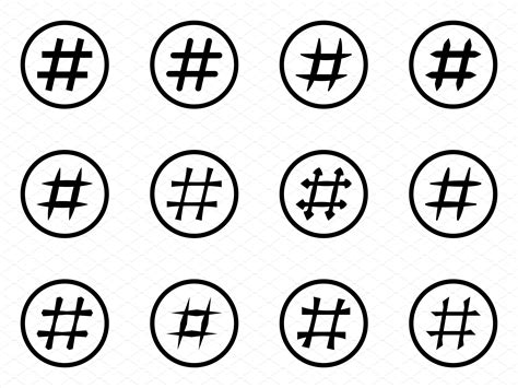 Icon Set Of Hashtags Illustrator Graphics Creative Market