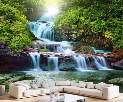Beibehang Custom Wallpapers Mountain Waterfalls Beautiful Scenery