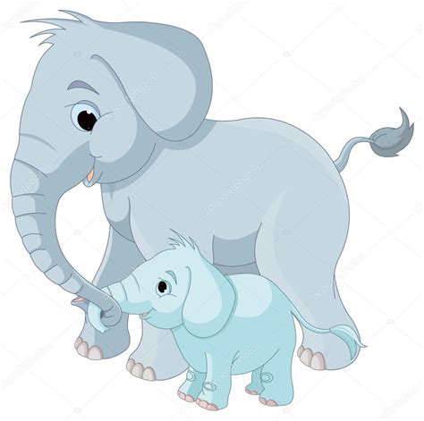 Cute Mother And Baby Elephant — Stock Vector © Dazdraperma 56232247