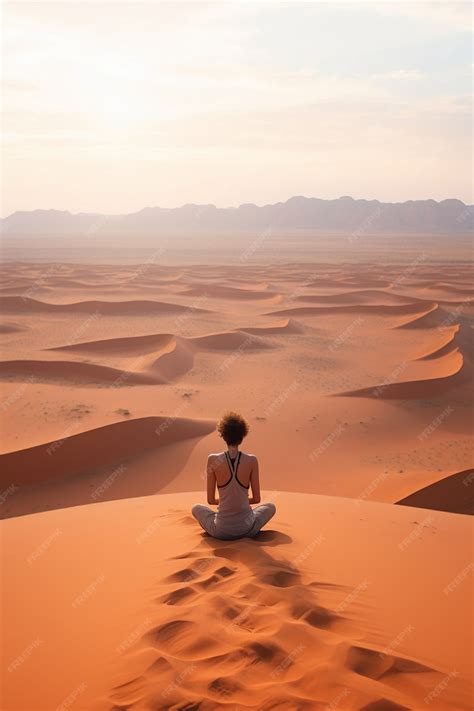 Persona Practicando Meditación De Yoga En El Desierto Foto Gratis