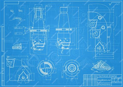 Premium Vector | Mechanical engineering drawings on blue background tap