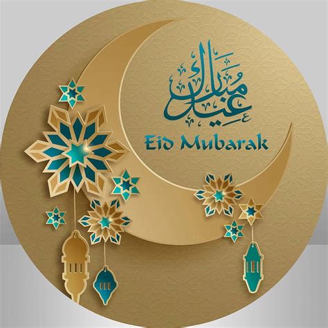 Eid Mubarak ポスター サークル ラウンド 背景 ムーン イスラム モスク ランプ ラマダン カリーム 家の装飾 背景 ラマダンの