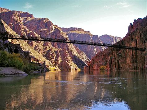 Foot Bridge Over The Colorado River At The Bottom Of The Grand Canyon