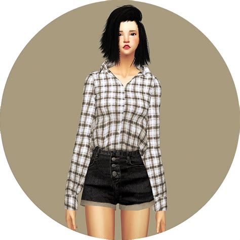 Tucked In Button Up Shirt Open Neck At Marigold Sims 4