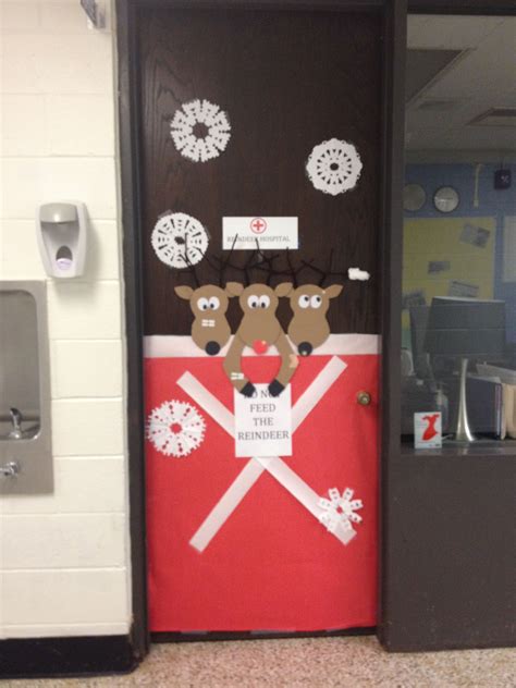 Nurses office holiday decorations...Reindeer hospital  Christmas door