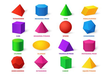 Color Basic Shapes Realistic 3d Geometric Forms Cube And Ellipsoid C