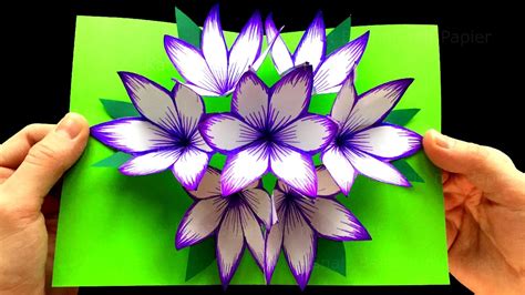 Instead of cutting slits in the construction paper, you will fold each of the pieces along the black dotted lines. How to Make 3D Flower Pop-Up Card - Step by step (Tutorial ...