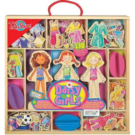 Ts Shure Daisy Girls Deluxe Magnetic Wooden Dress Up Dolls