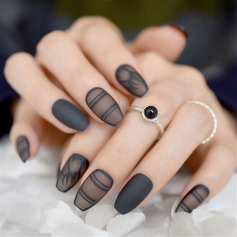 Uñas de negro con animal print. Aliexpress.com : Buy 24pcs Coffin Design Nail Kit Black ...