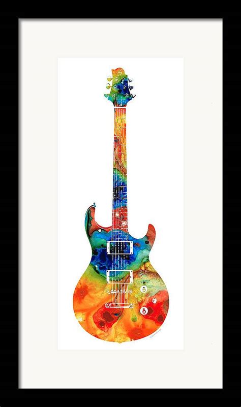 Colorful Electric Guitar 2 Abstract Art By Sharon Cummings Framed
