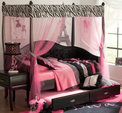 Save on home for the holidays. Belle Noir Dark Merlot 4 Pc Zebra Canopy Daybed - pink and ...