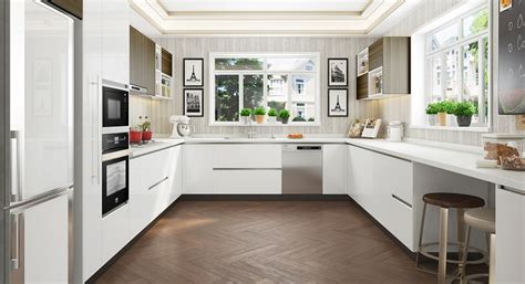 White laminate flooring is the perfect way for many homeowners to show off the modern look of their home. OPPEIN Kitchen in africa » Large U-Shaped White Laminate ...