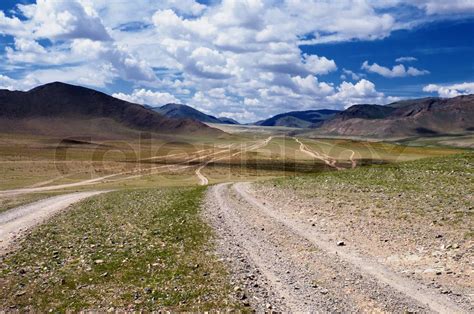 Roads In The Desert Steppes Of Mongolia Stock Image Colourbox