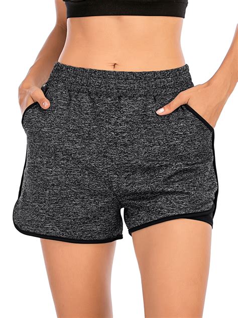 Womens Activewear Running Bike Shorts Double Layer Quick Dry Short With Pockets