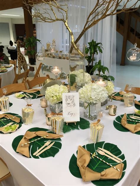 Great ideas for diy safari baby shower decorations, love these cute baby jungle animal party decorations and printable games that would be perfect for a baby shower. Botanical baby shower | garden theme | Tropical baby ...