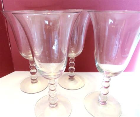 Four 4 Imperial Glass Ohio Candlewick Clear Water Goblets Vtg Ball