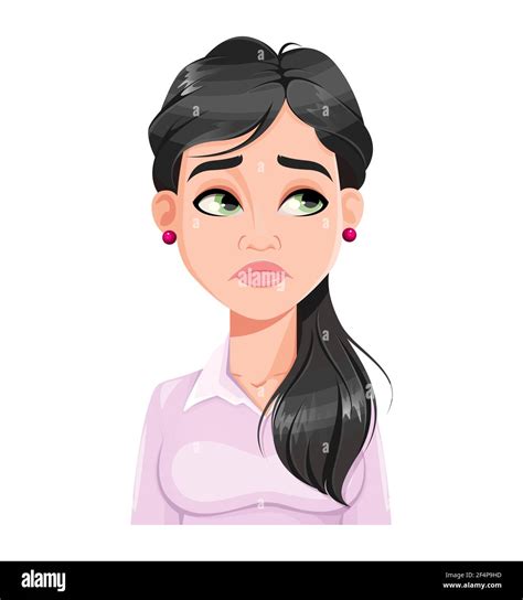 face expression of beautiful woman disappointed female emotion pretty lady cartoon character