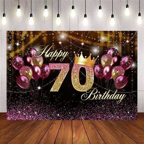 Mocsicka Balloons And Glowing Dots Happy 70th Birthday Backdrop Happy