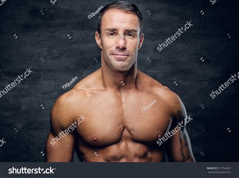 Portrait Shirtless Middle Age Male Shaved Stock Photo Shutterstock