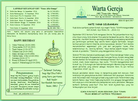 Maybe you would like to learn more about one of these? Contoh Warta Gereja unik dan lengkap Gereja Bethel ...