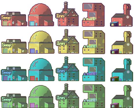 Brick Buildings Pixel Art By Piposchpatz