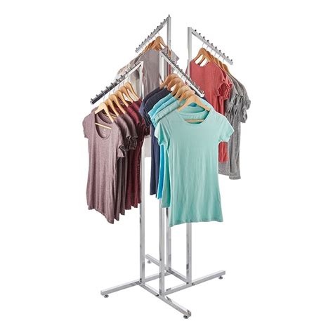 3 X Chrome Clothes Rail Display Stand 4 Sloping Arms Adjustable