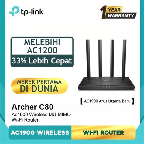 Jual Tp Link Ac1900 Wi Fi Router Dual Band Mu Mimo Archer C80 Hitam