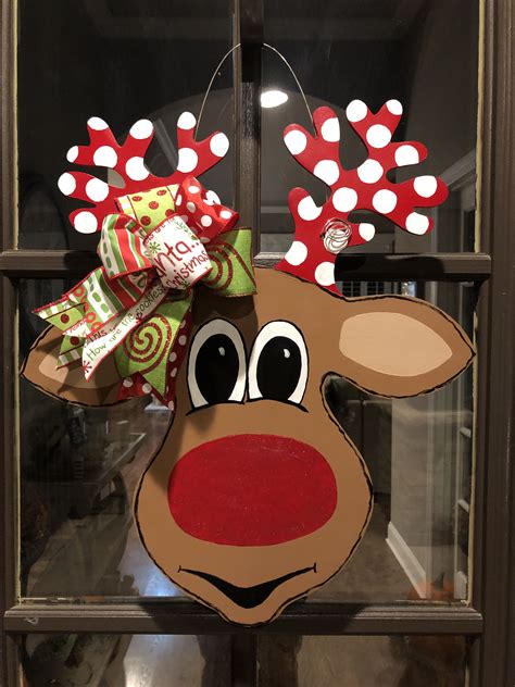 Rudolph Door Hanger | Christmas signs wood, Christmas wood crafts
