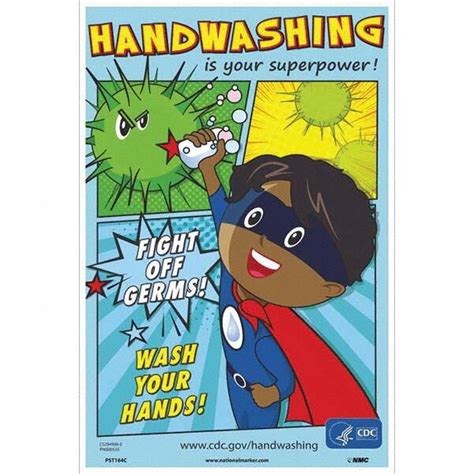 Nmc Fight Off Germs Wash Your Hands 18 High X 12 Wide Vinyl