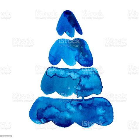 Watercolor Winter Christmas Tree Isolated On White Background Hand