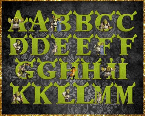 Shrek Alphabet Font Clipart Instant Download Digital Letters Etsy