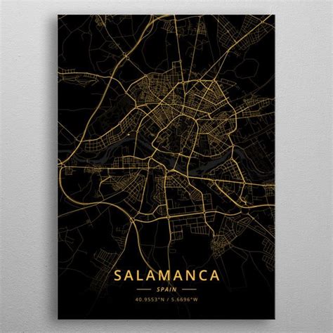 Map Art Print Poster Prints Art Prints Salamanca Maps Gold Metal