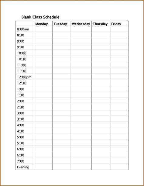 New Weekly Class Schedule Template Xls Xlsformat Xlstemplates