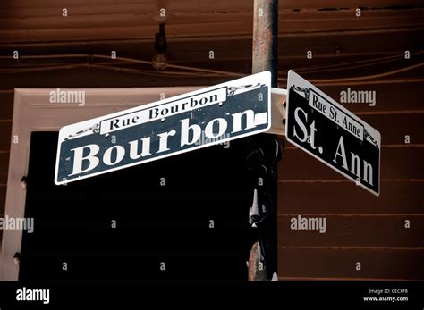 Street Sign Of Bourbon Street In New Orleans French Quarter Stock Photo