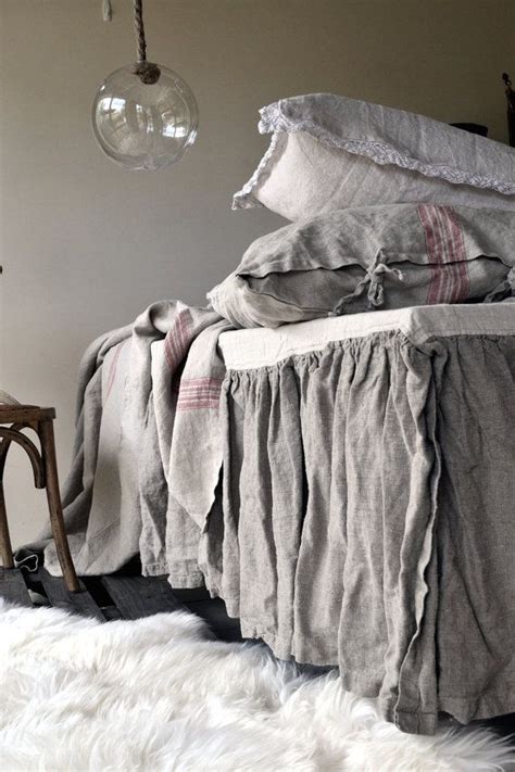 West elm belgian linen bedskirt bed skirt queen natural new w tag. Natural Heavy Weight Rustic Ruffled Linen Bedskirt ...
