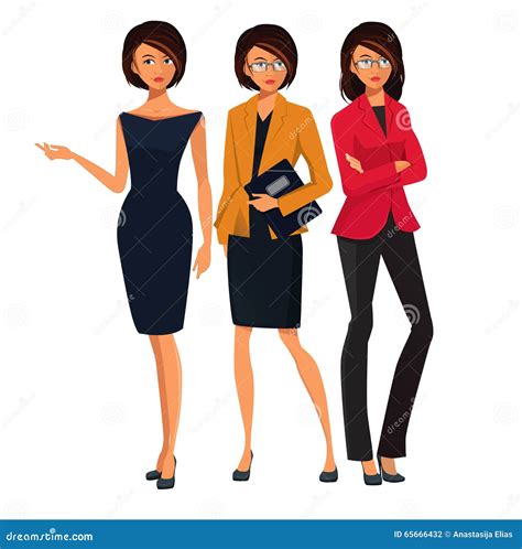Set Of Successful Business Women Woman Pointing Stock Illustration Illustration Of Busy