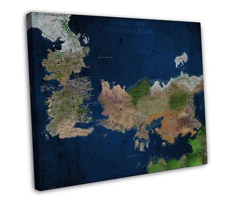 Game Of Thrones World View Westeros Essos Map Wall Decor 20x16 Inch