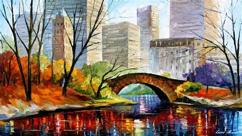 Central Park New York City — Palette Knife Oil Painting On Canvas