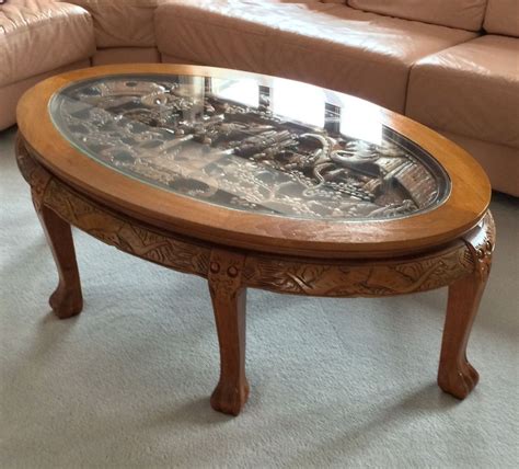 It adds style, beauty and elegance to any living room and family room area. AMAZING HAND CARVED CHINESE COFFEE TABLE WITH GLASS TOP ...