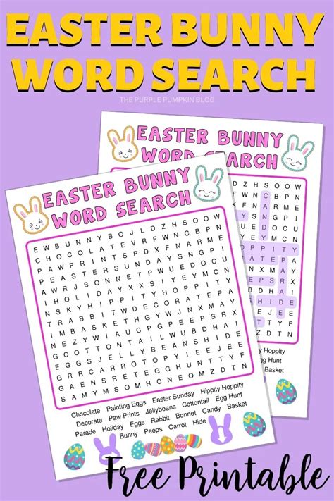 Free Printable Easter Bunny Word Search Indoor Easter Activities