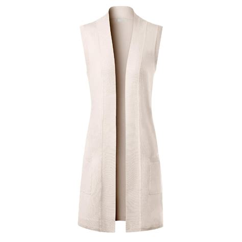 Made By Olivia Made By Olivia Womens Solid Long Vest Sleeveless