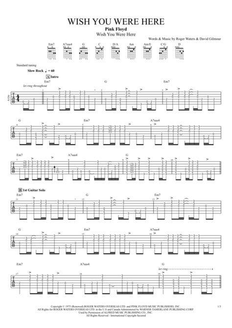 Wish You Were Here By Pink Floyd Full Score Guitar Pro Tab
