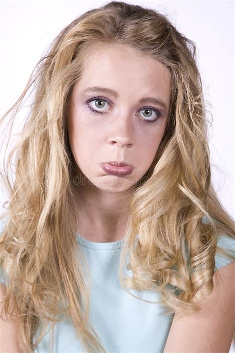 Expression Girl Sad Pony Tails Stock Photo Image Of People Grief