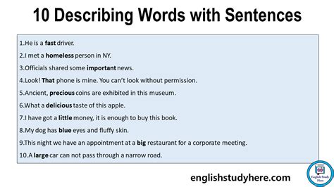 Describing Words With Sentences In English M I Nh T