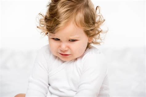 Portrait Of Upset Caucasian Toddler Girl Stock Image Image Of